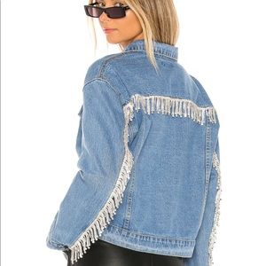 Brand New Superdown Rhinestone Fringe Denim Jacket Sz Small